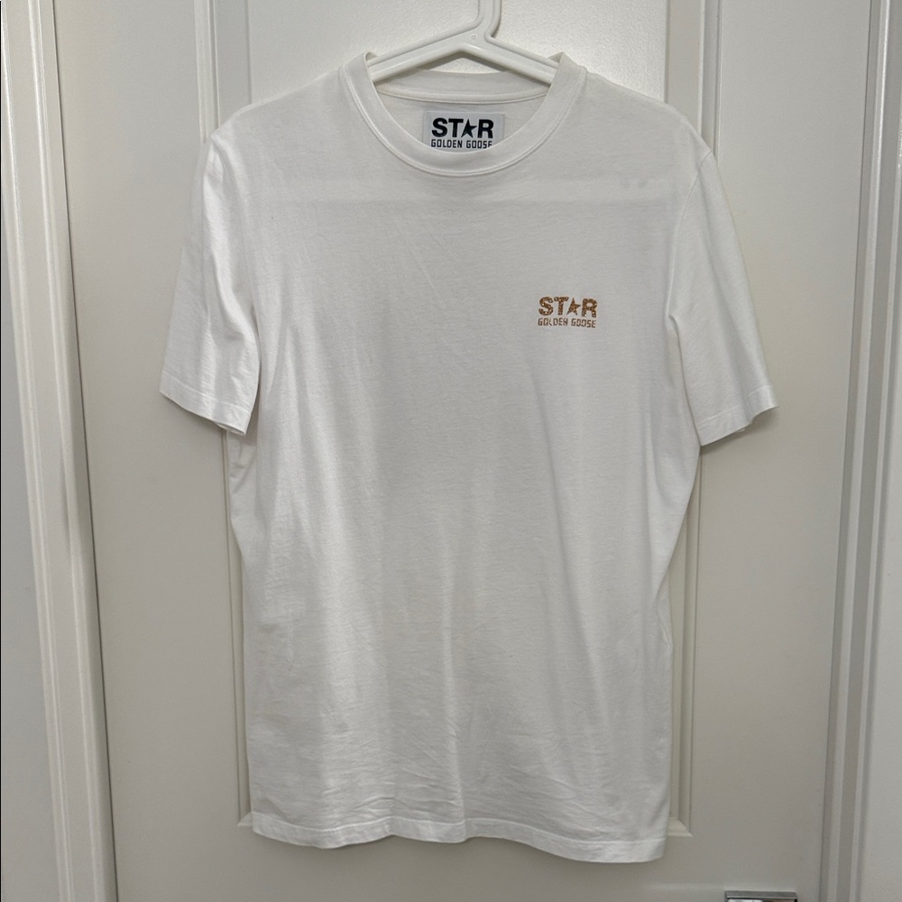 Golden Goose White Tee with Gold Logo